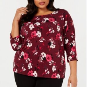 Alfani Plus Size Printed 3/4-Sleeve Top women’s size 0X